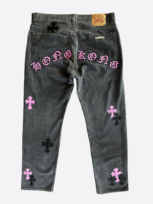 Chrome Hearts Levis Grey & Pink Hong Kong Patch Jeans