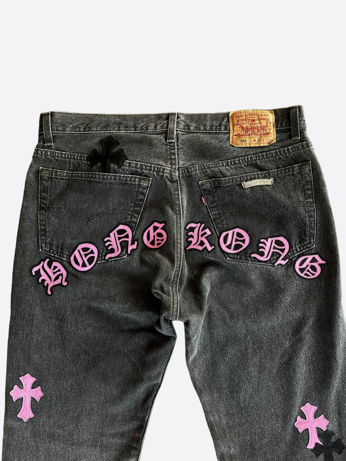 Chrome Hearts Levis Grey & Pink Hong Kong Patch Jeans