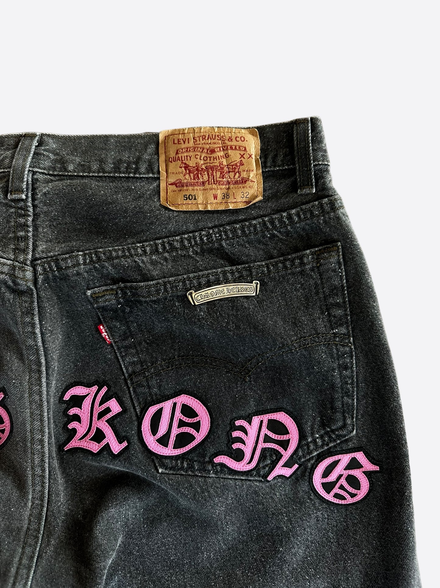 Chrome Hearts Levis Grey & Pink Hong Kong Patch Jeans