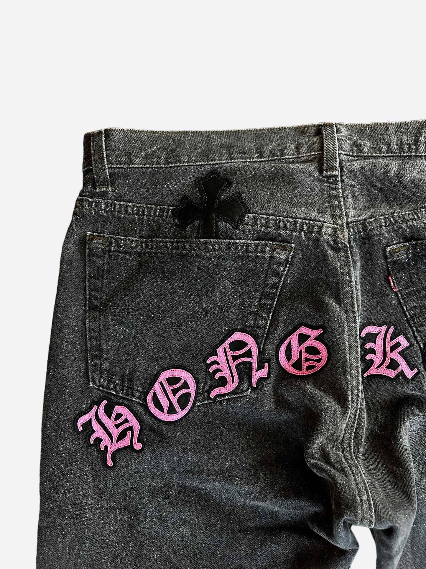 Chrome Hearts Levis Grey & Pink Hong Kong Patch Jeans