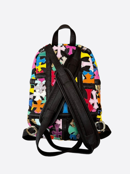 Chrome Hearts Black Multicolor Cross Patch Leather Backpack