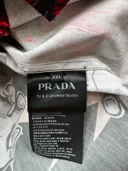 Prada Frankenstein Black & Red Floral Button Up Shirt