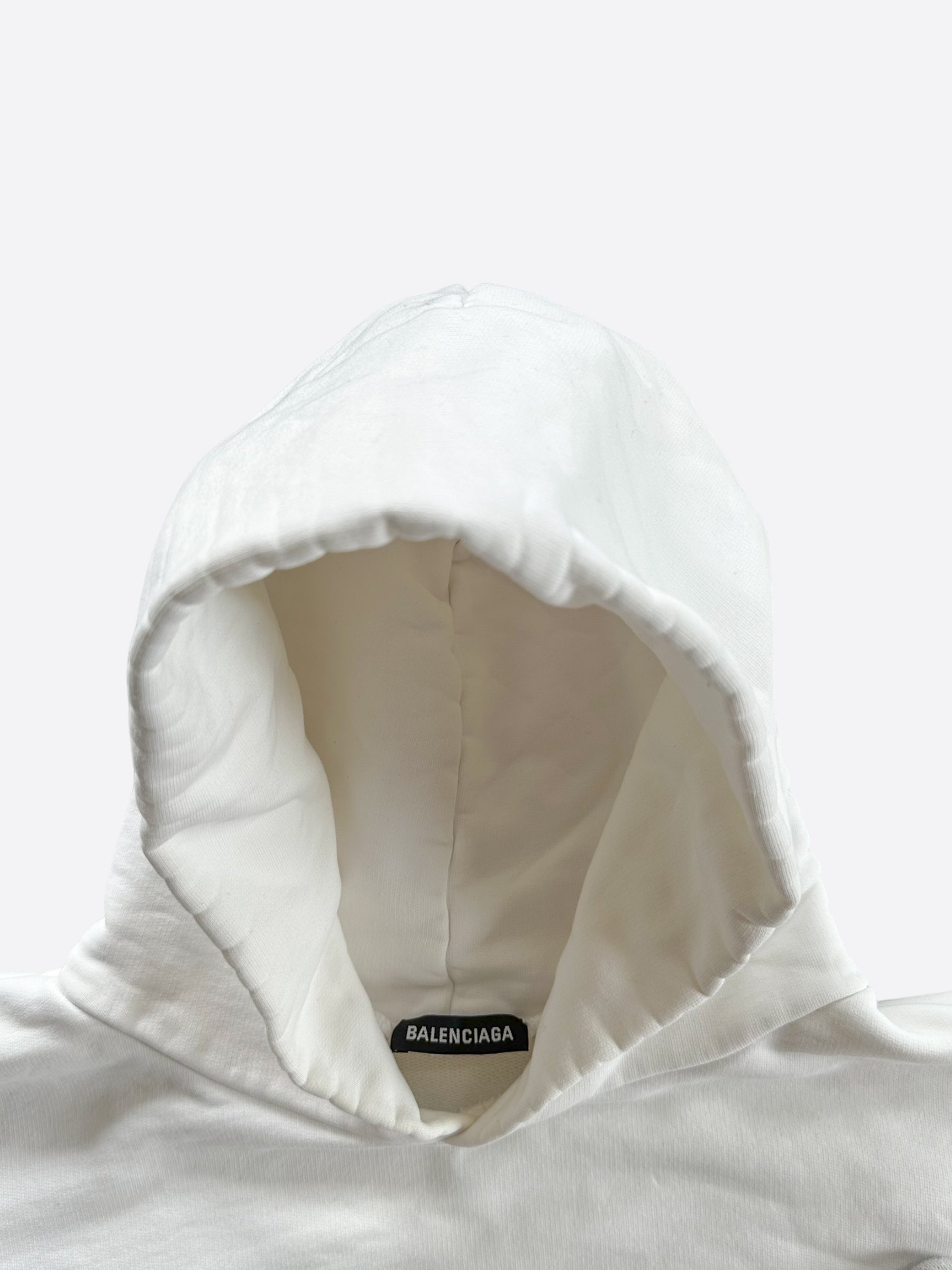 Balenciaga White Credit Card Logo Hoodie Savonches