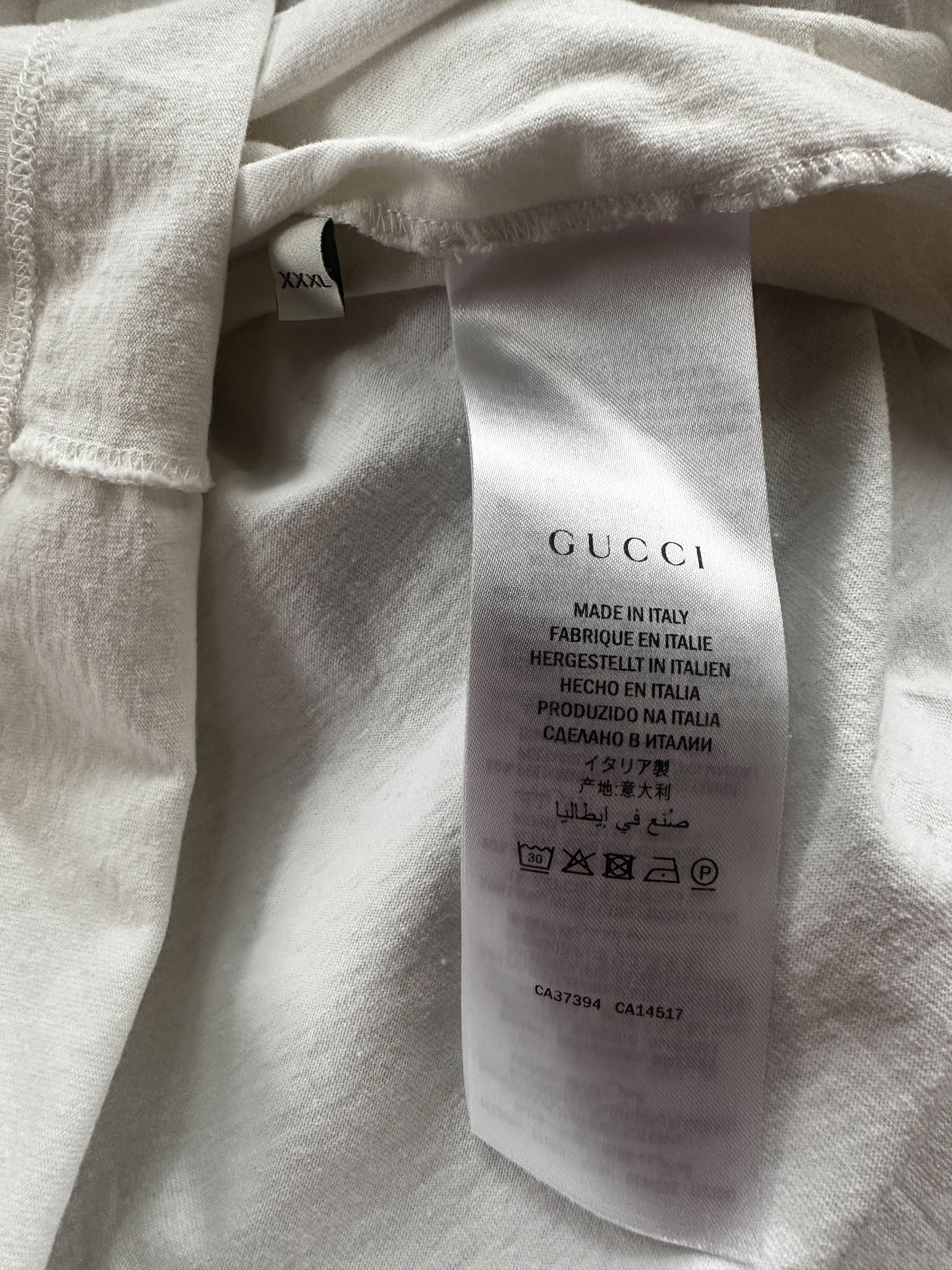 Gucci White Deer Embroidered T-Shirt