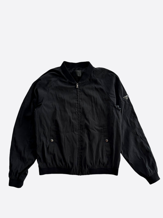 Prada Black Logo Bomber Jacket