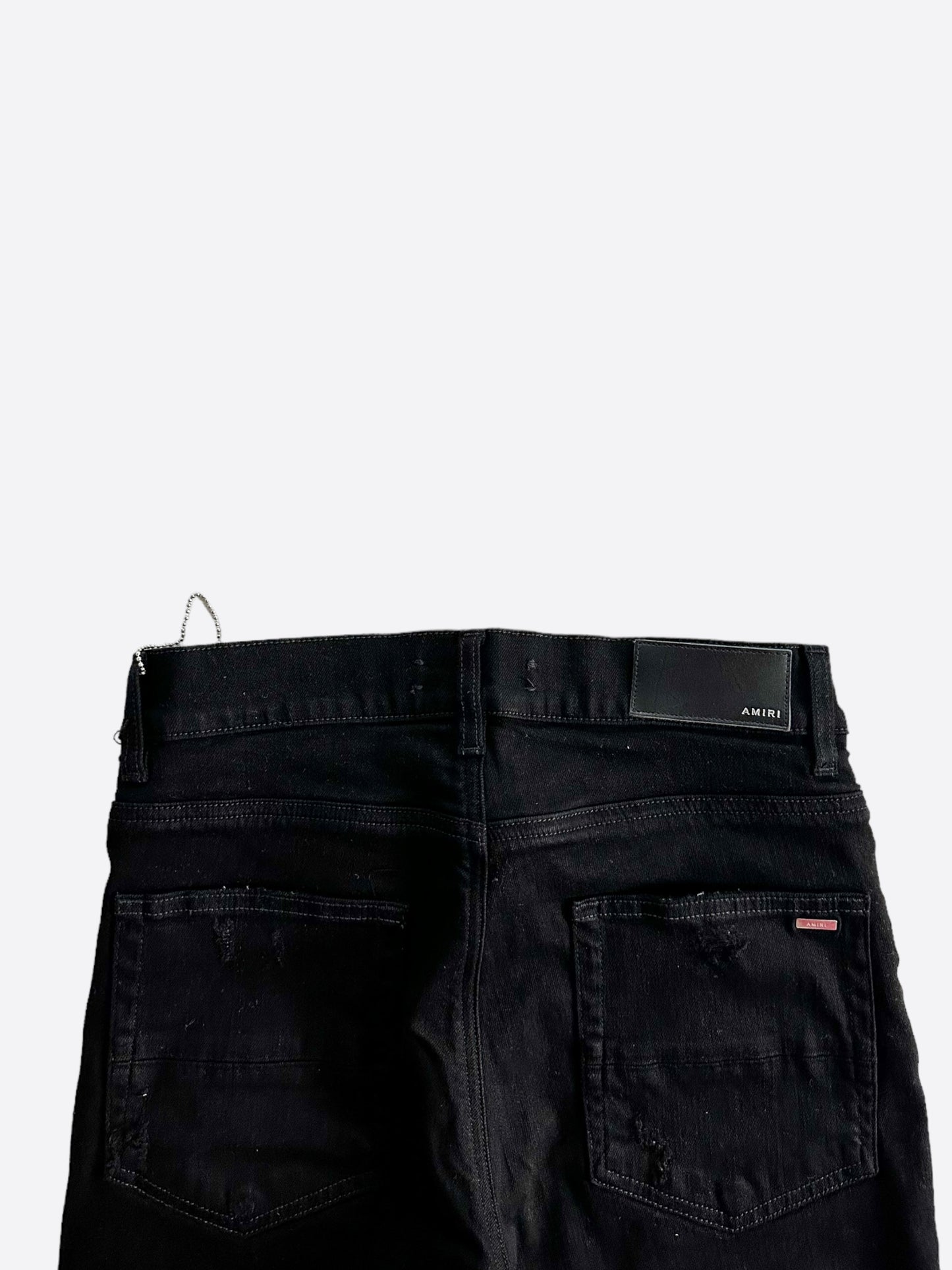 Amiri Black Serif Logo Distressed Jeans