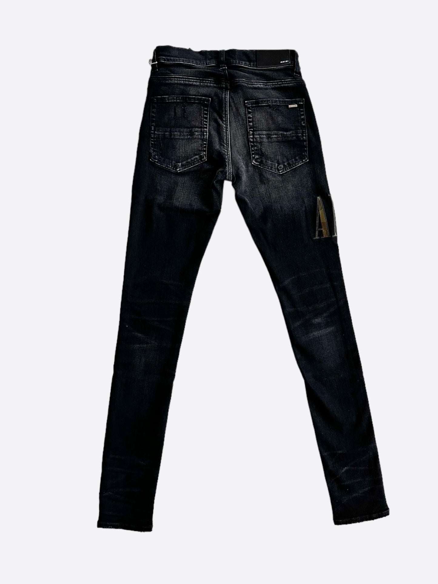 Amiri Aged Black Camouflage Core Applique Logo Jeans