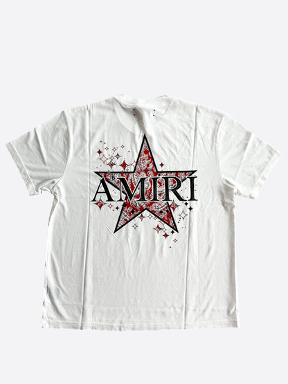 Amiri White & Red Paisley Star Logo T-Shirt