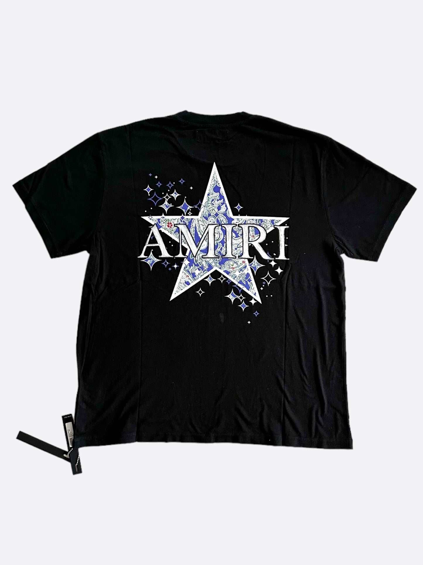 Amiri Black & Blue Paisley Star Logo T-Shirt