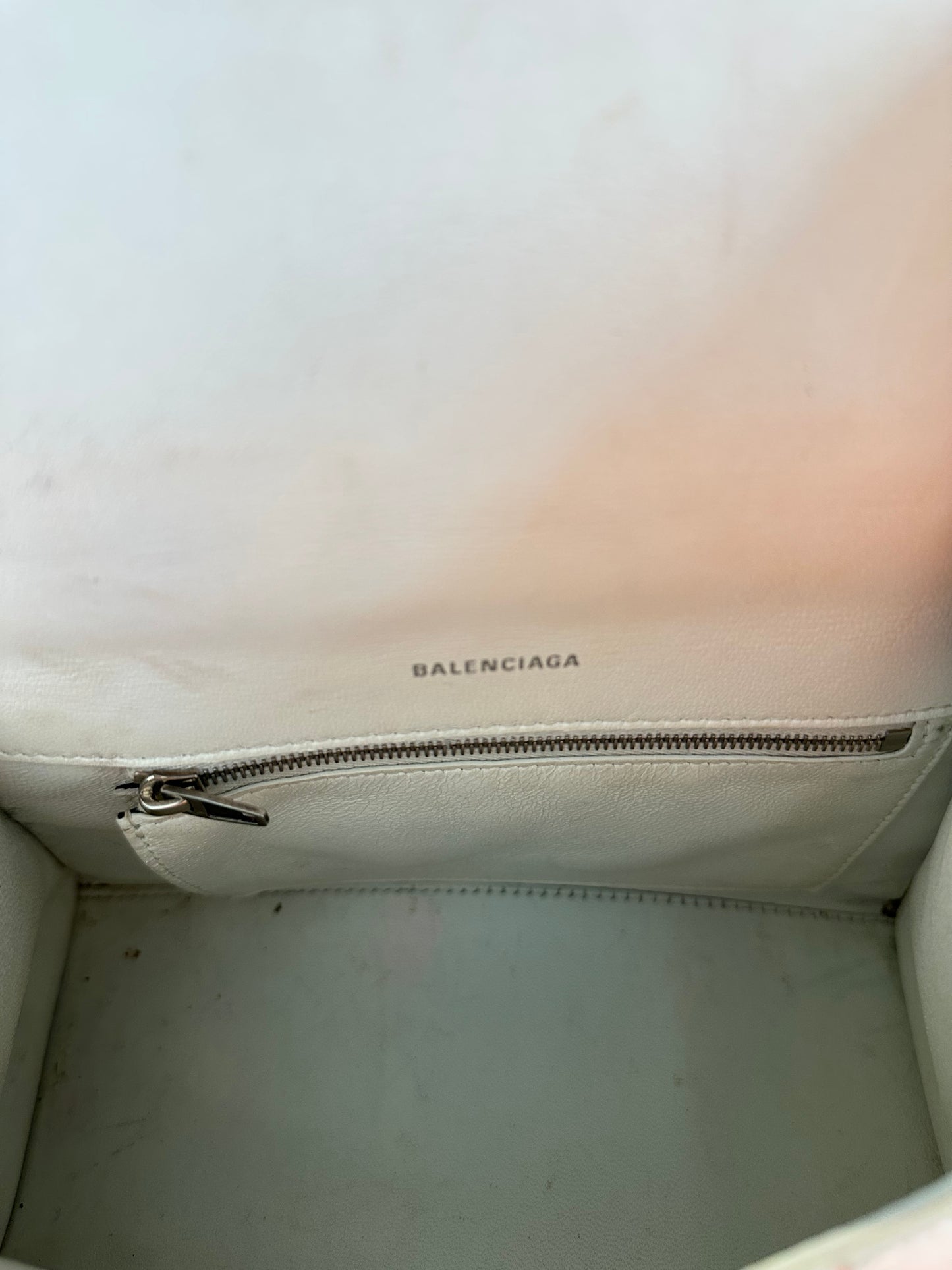 Balenciaga White Hourglass Small Handle Bag