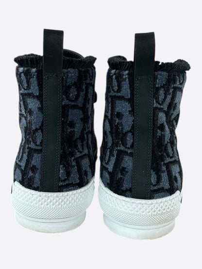 Dior Blue & Black Oblique Tapestry B23 High Top Sneakers
