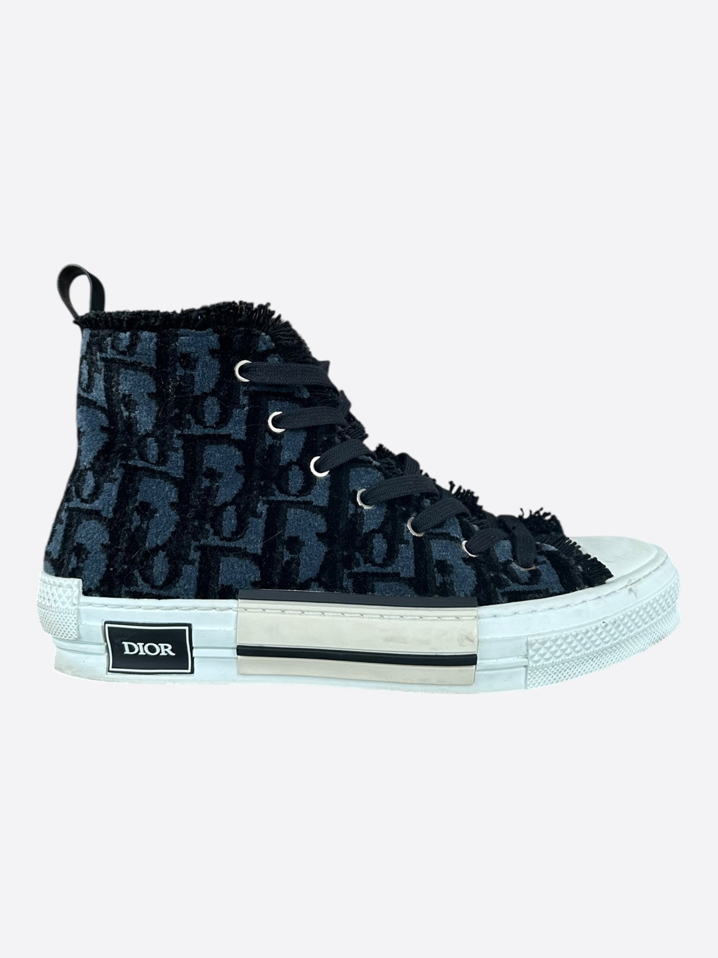Dior Blue & Black Oblique Tapestry B23 High Top Sneakers