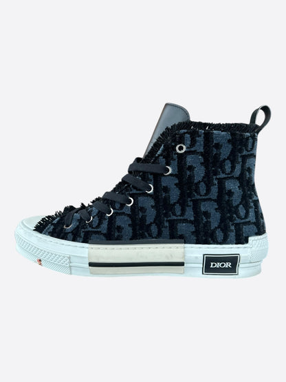Dior Blue & Black Oblique Tapestry B23 High Top Sneakers