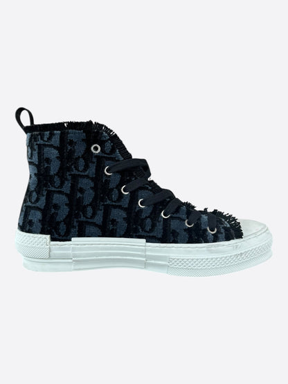 Dior Blue & Black Oblique Tapestry B23 High Top Sneakers