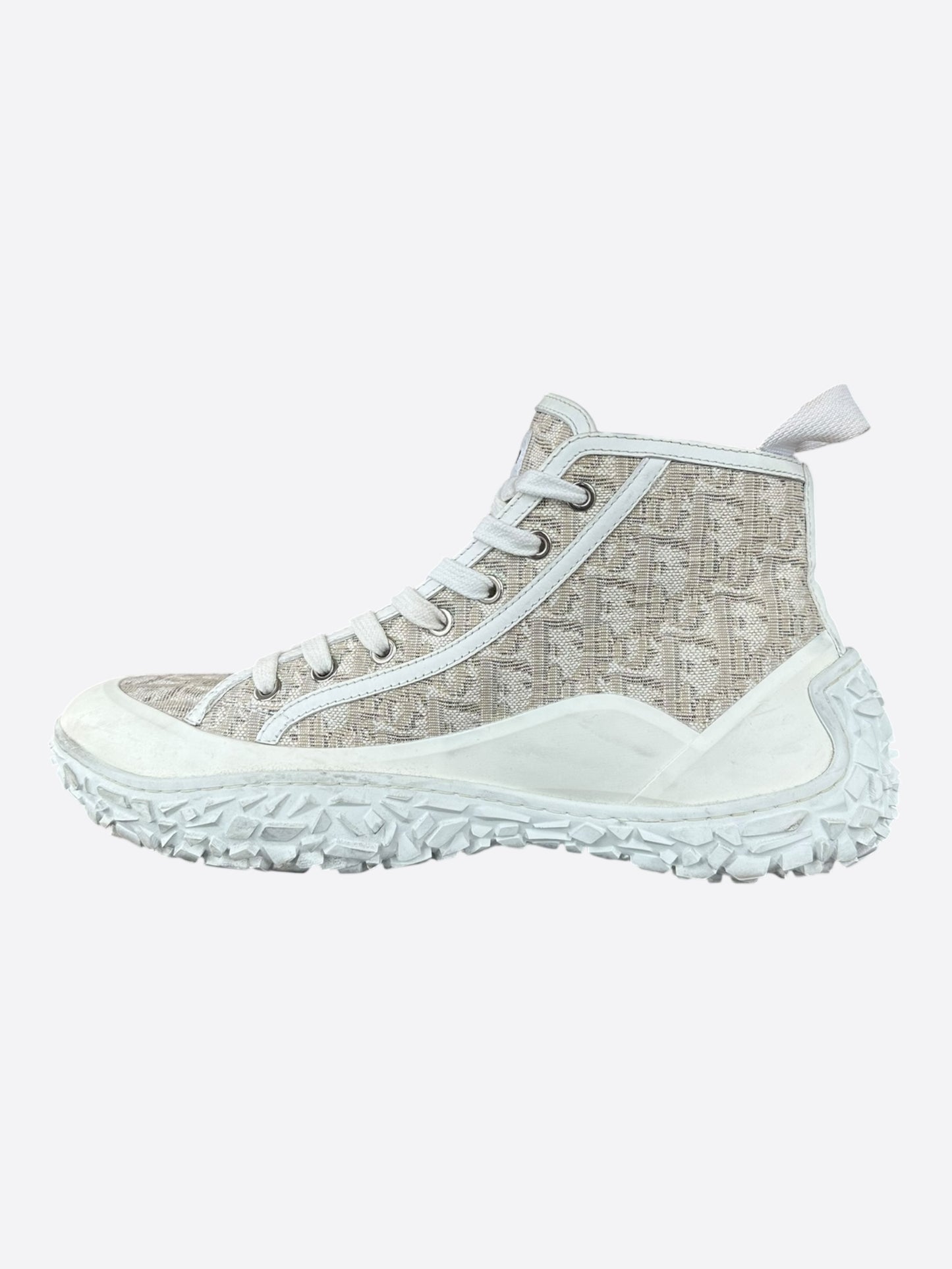 Dior Oblique White & Beige Hightop B28 Sneakers