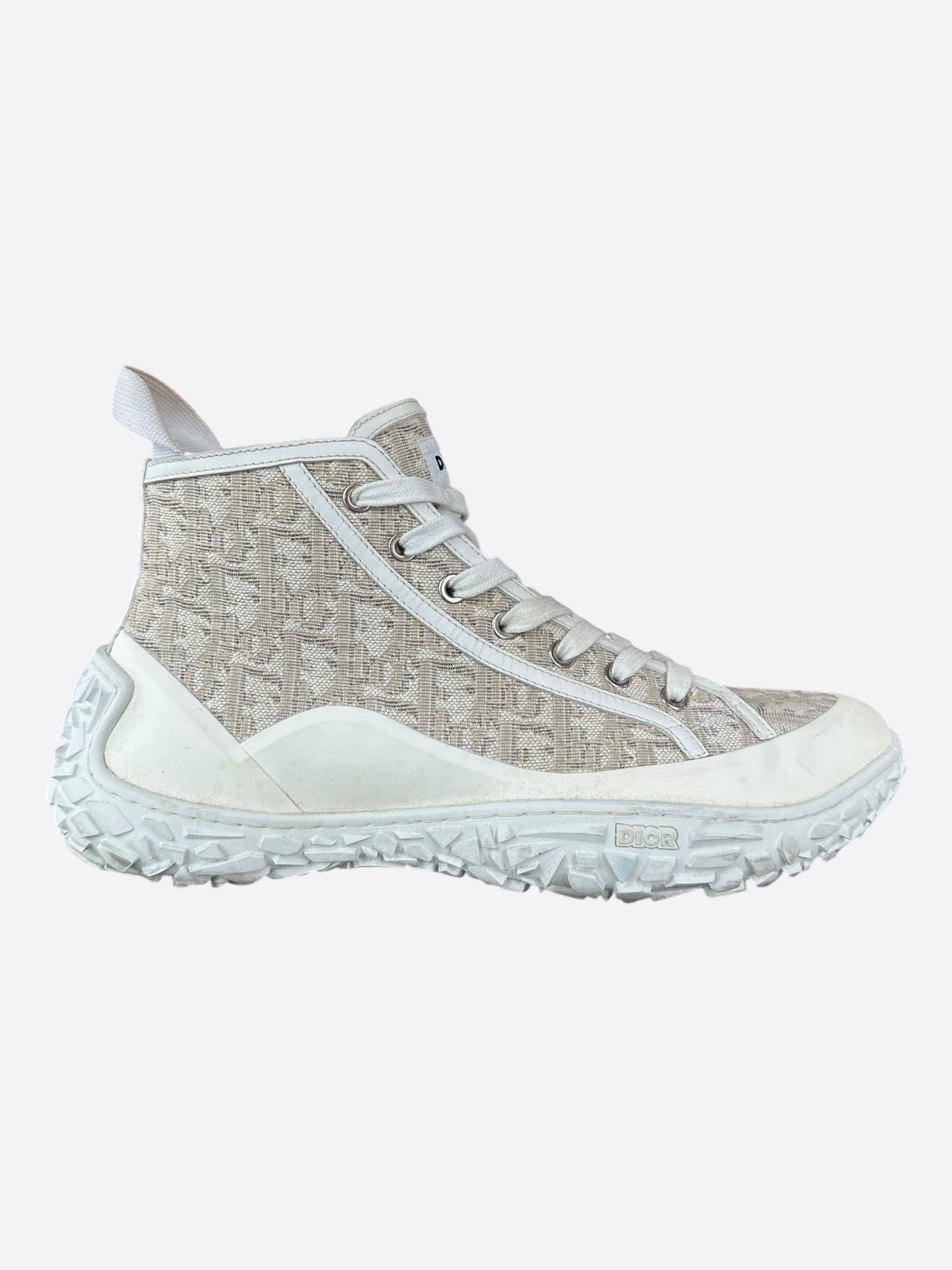 Dior Oblique White & Beige Hightop B28 Sneakers