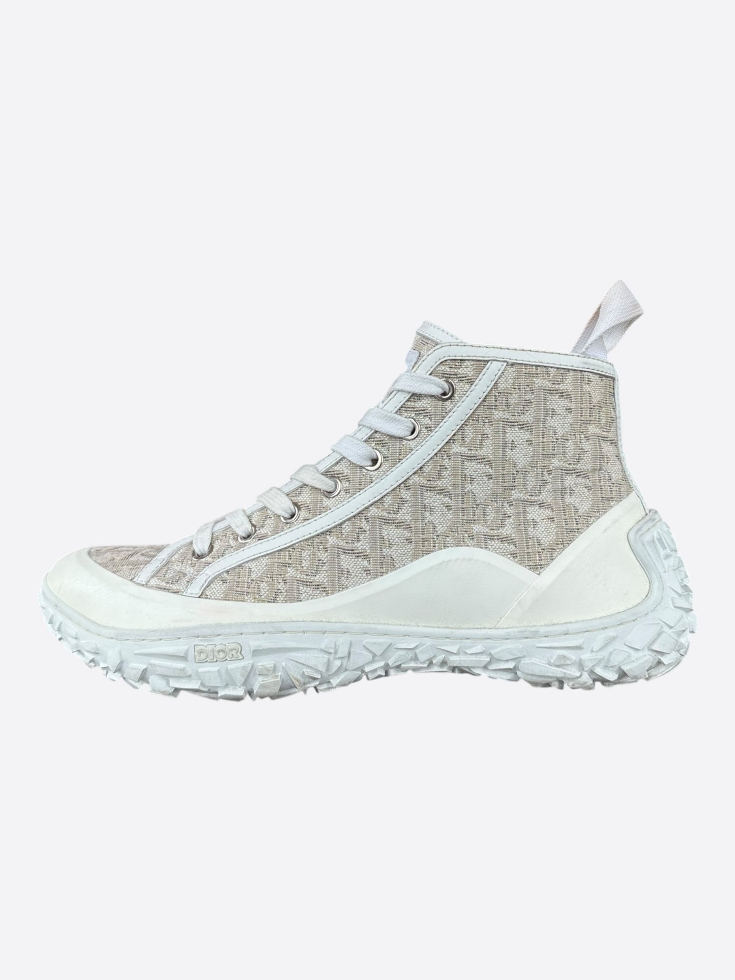 Dior Oblique White & Beige Hightop B28 Sneakers