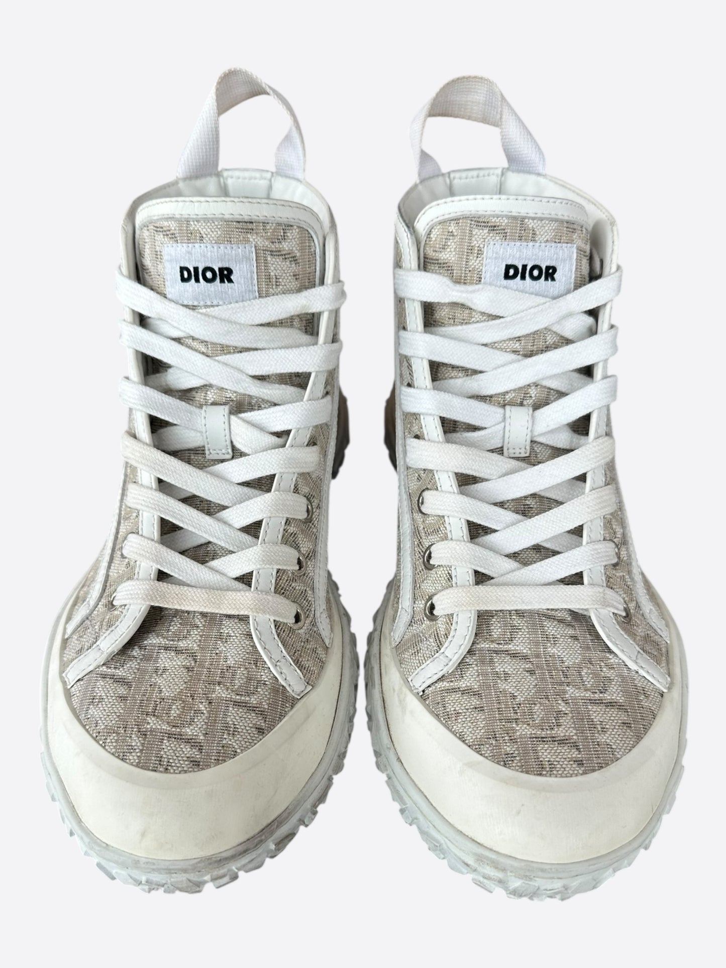 Dior Oblique White & Beige Hightop B28 Sneakers