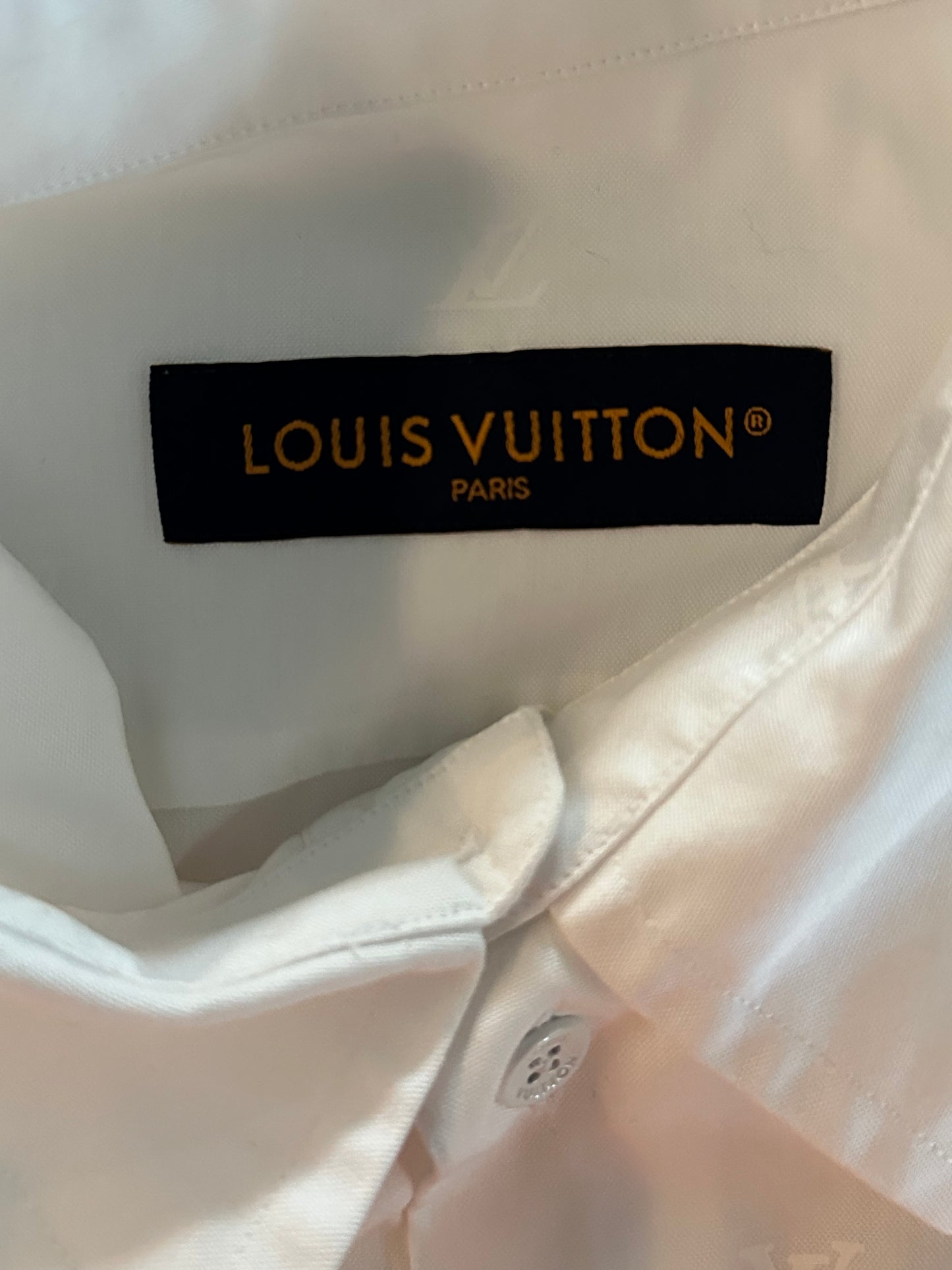 Louis Vuitton White All Over LV Logo Button Up Shirt