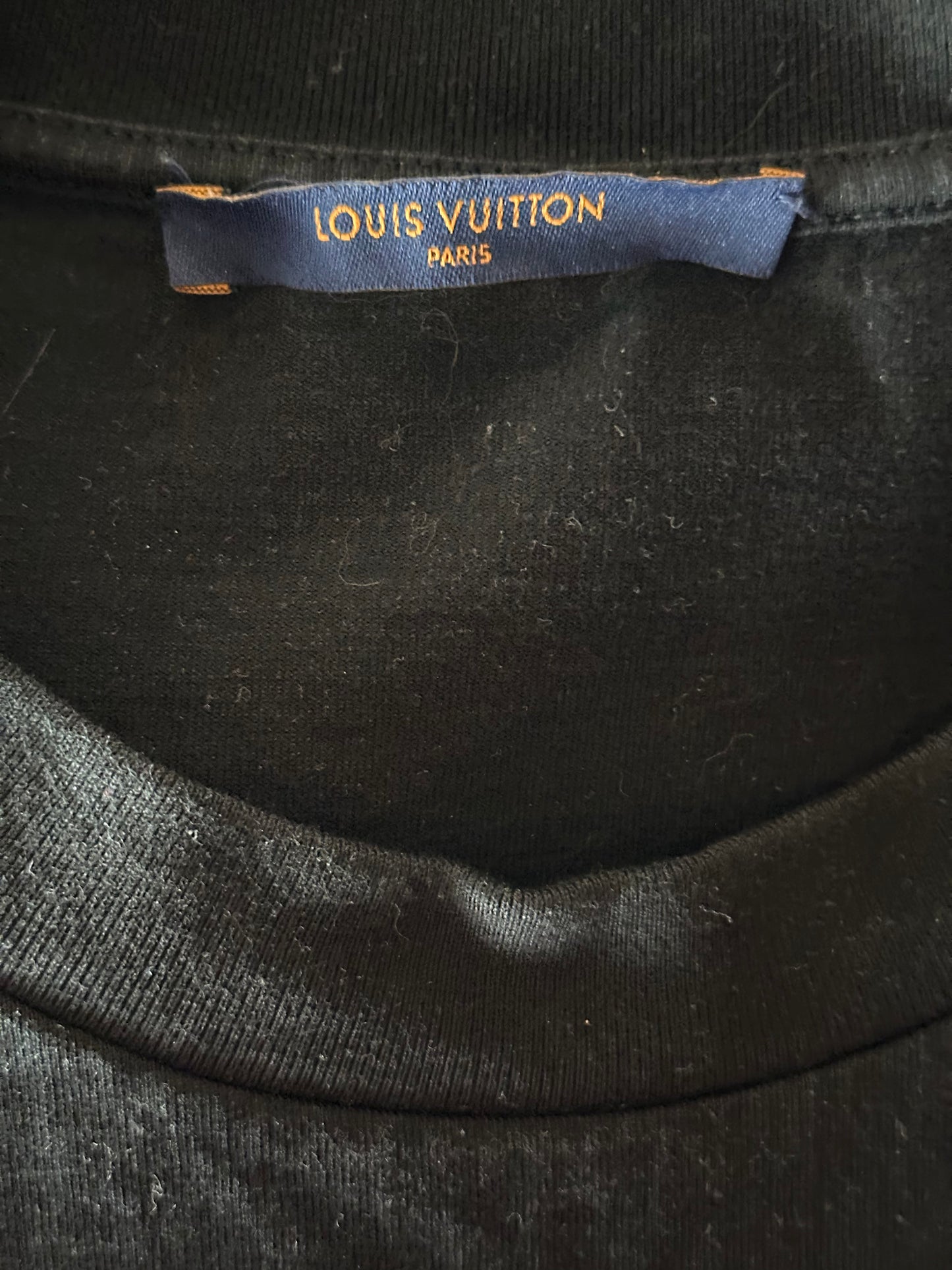 Louis Vuitton NBA Black Embroidered Patches T-Shirt