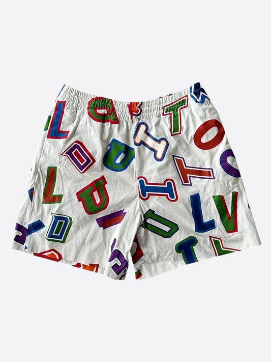 Louis Vuitton NBA White Multicolor Letter Shorts