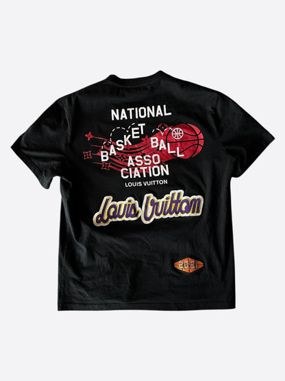 Louis Vuitton NBA Black Embroidered Patches T-Shirt