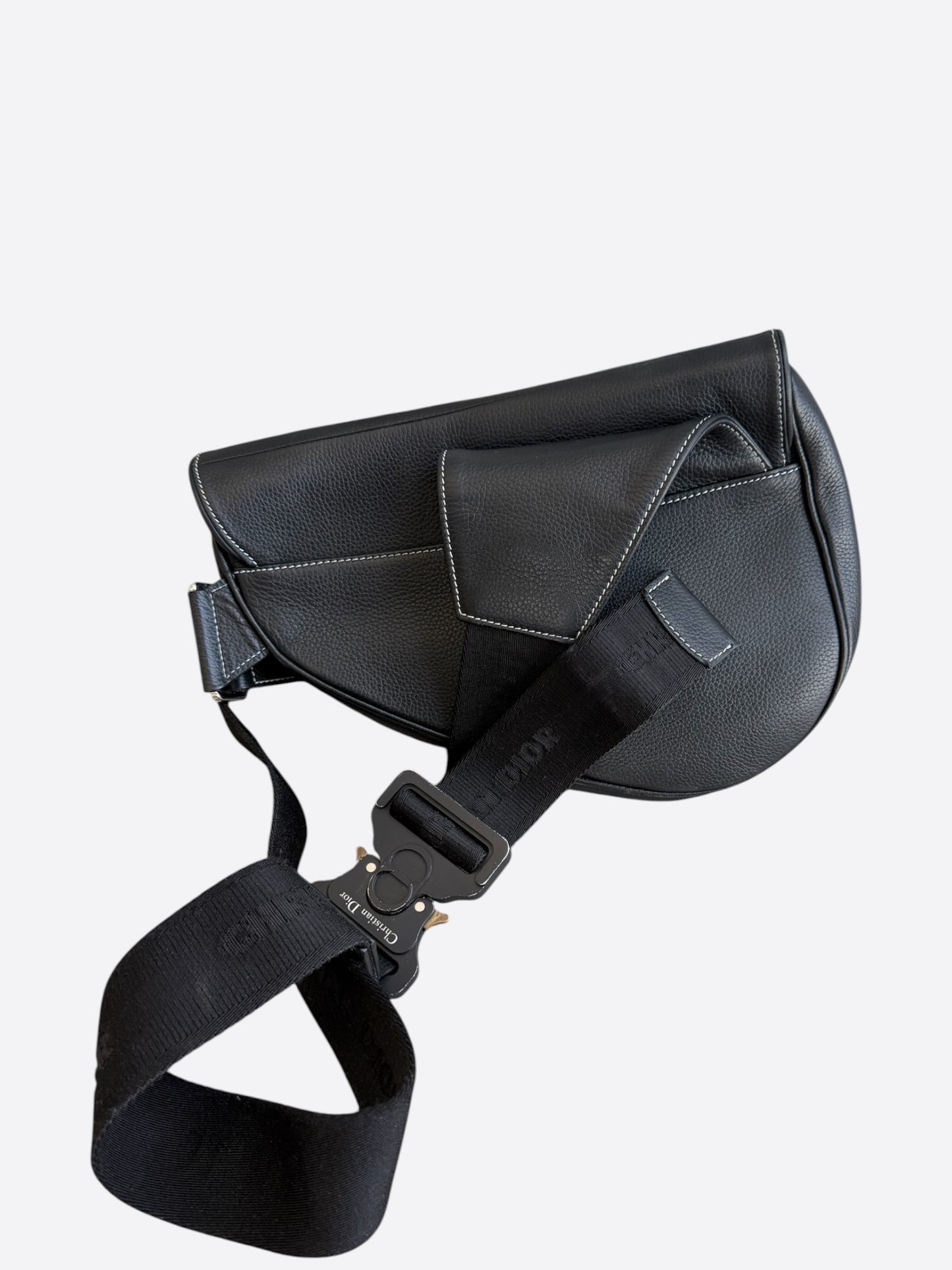Dior Stussy Black Bee Logo Saddle Bag