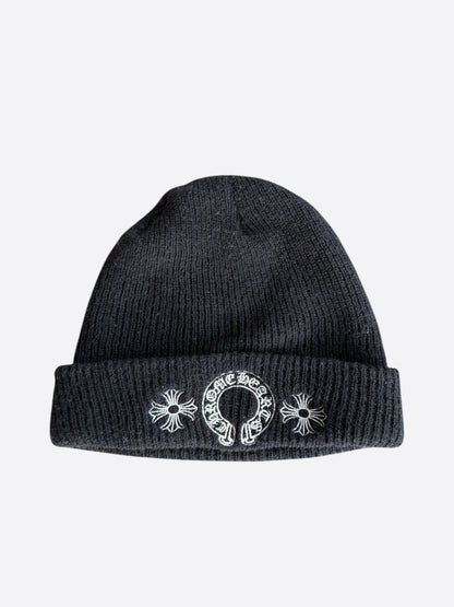 Chrome Hearts Black & White Horseshoe Logo Beanie