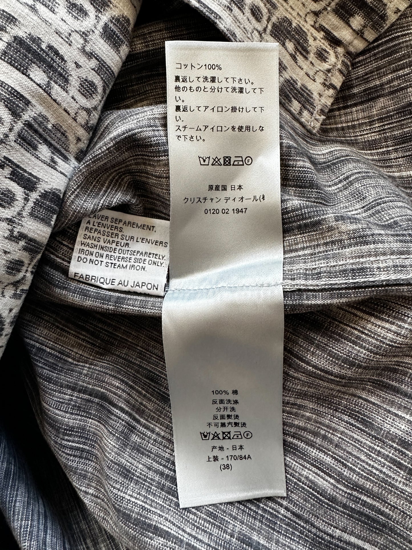 Dior Grey & White Oblique Button Up Shirt