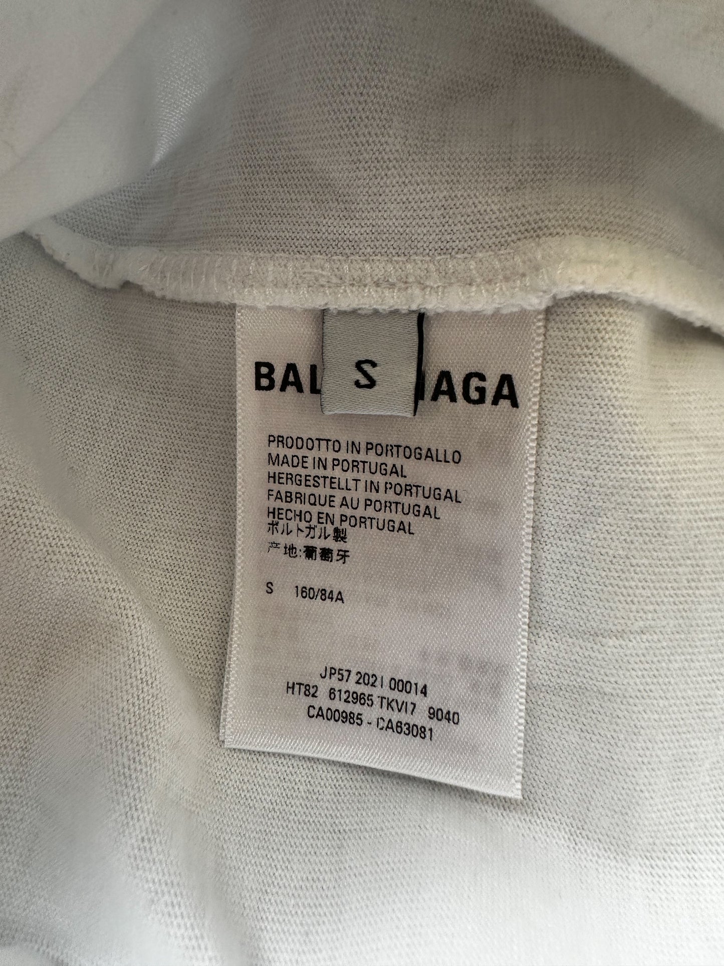 Balenciaga White & Black Pixel Logo T-Shirt