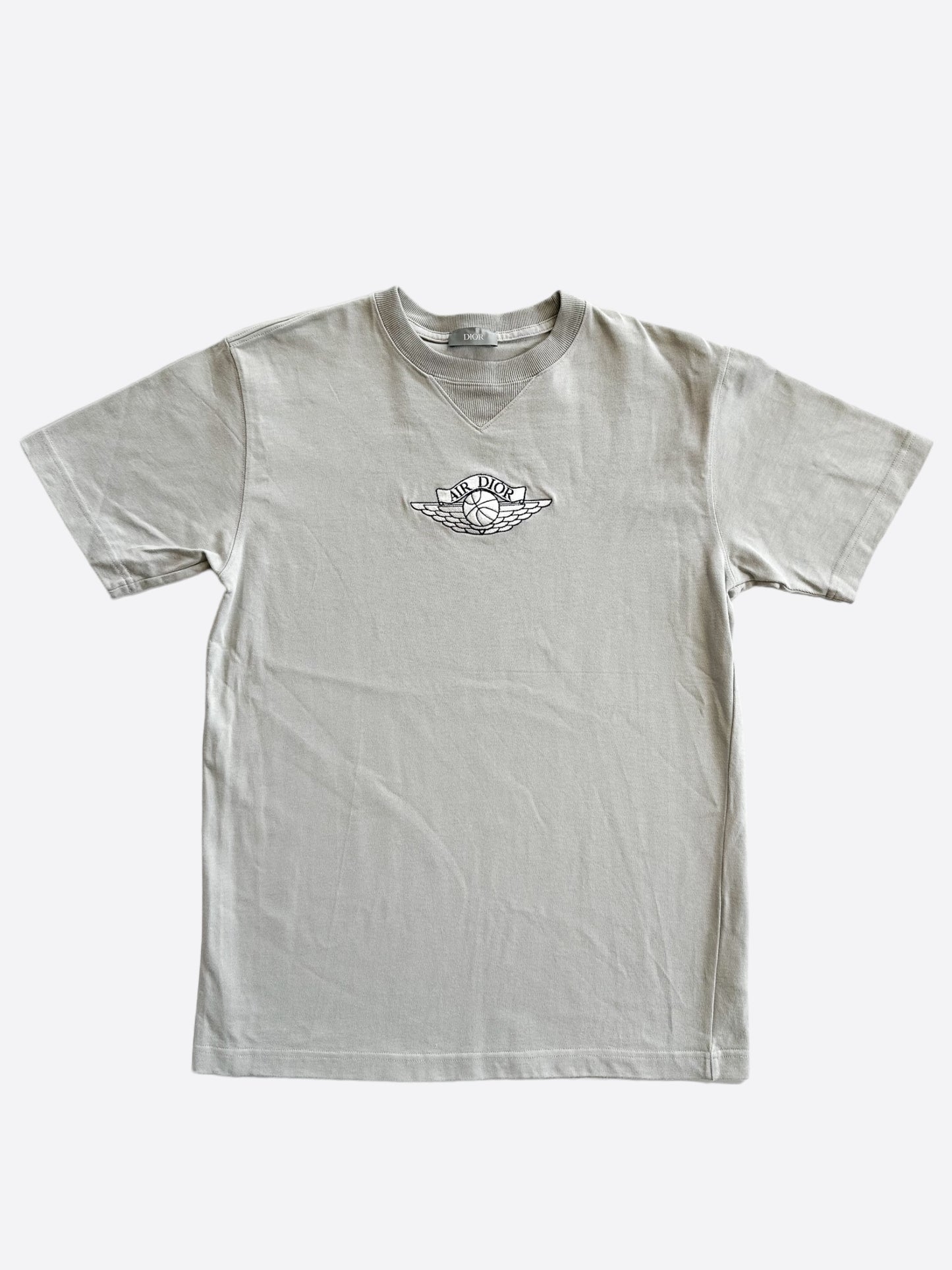 Dior Air Jordan Grey Embroidered Logo T-Shirt