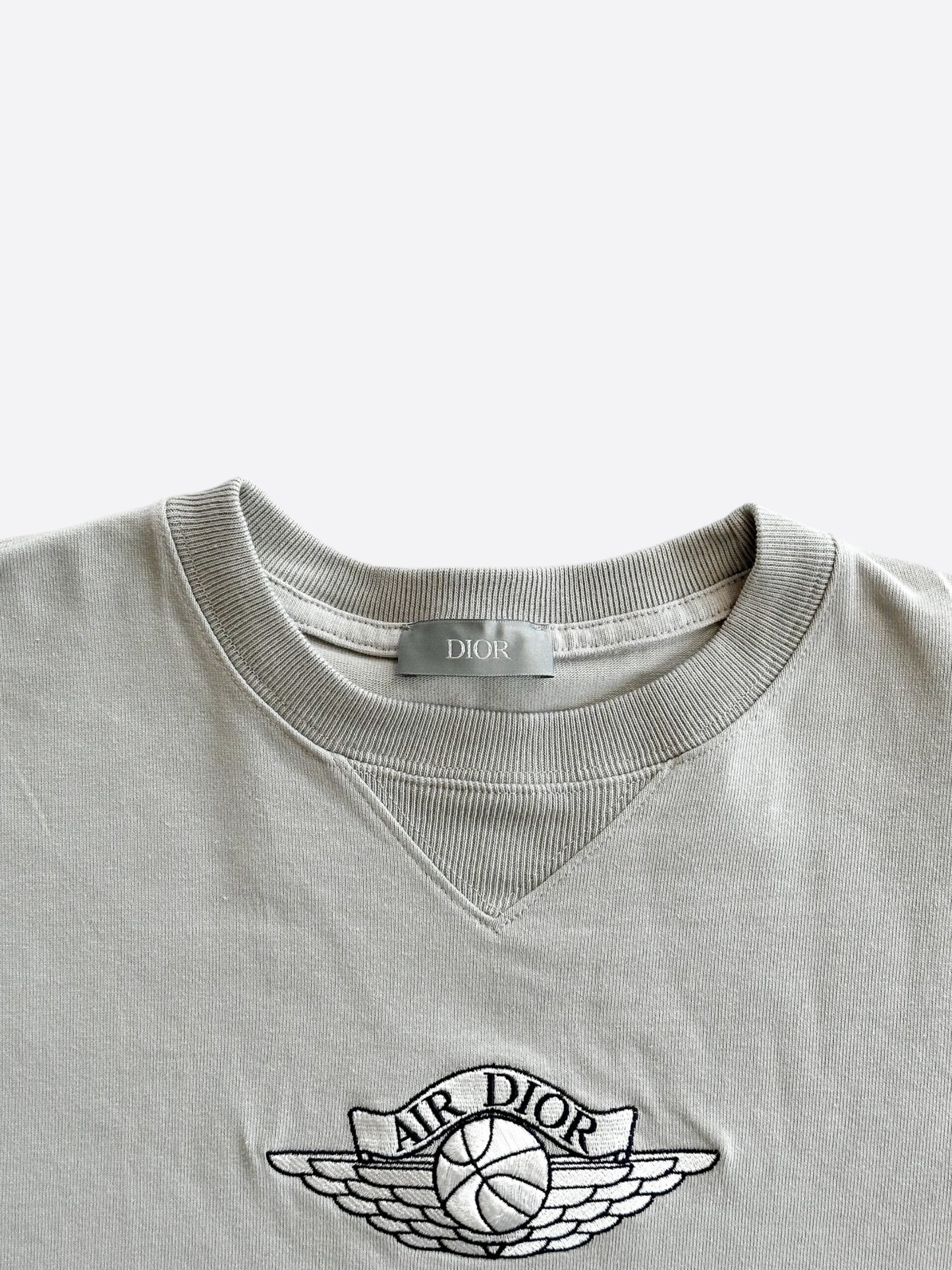 Dior Air Jordan Grey Embroidered Logo T-Shirt