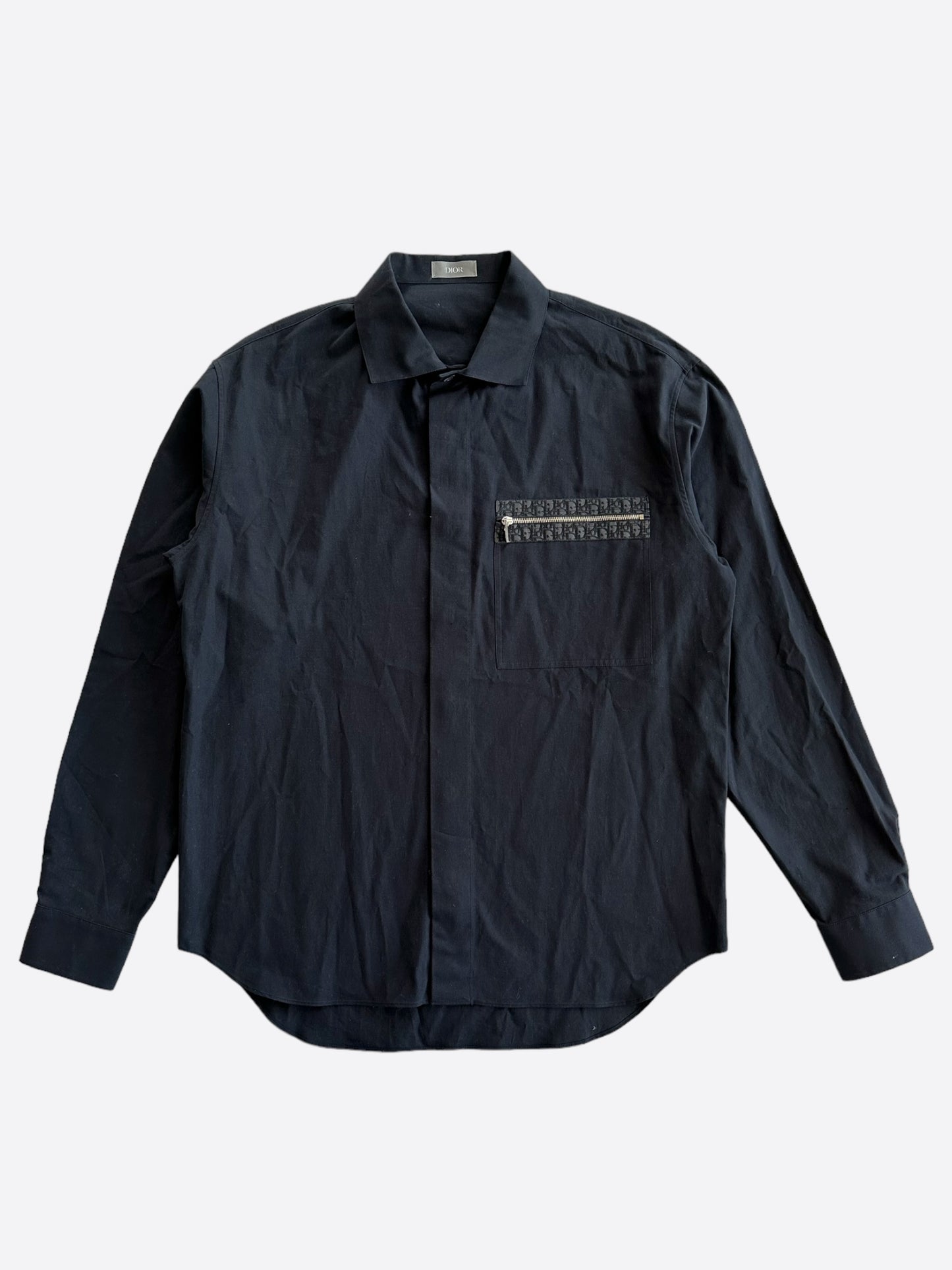 Dior Navy Pocket Oblique Button Up Shirt