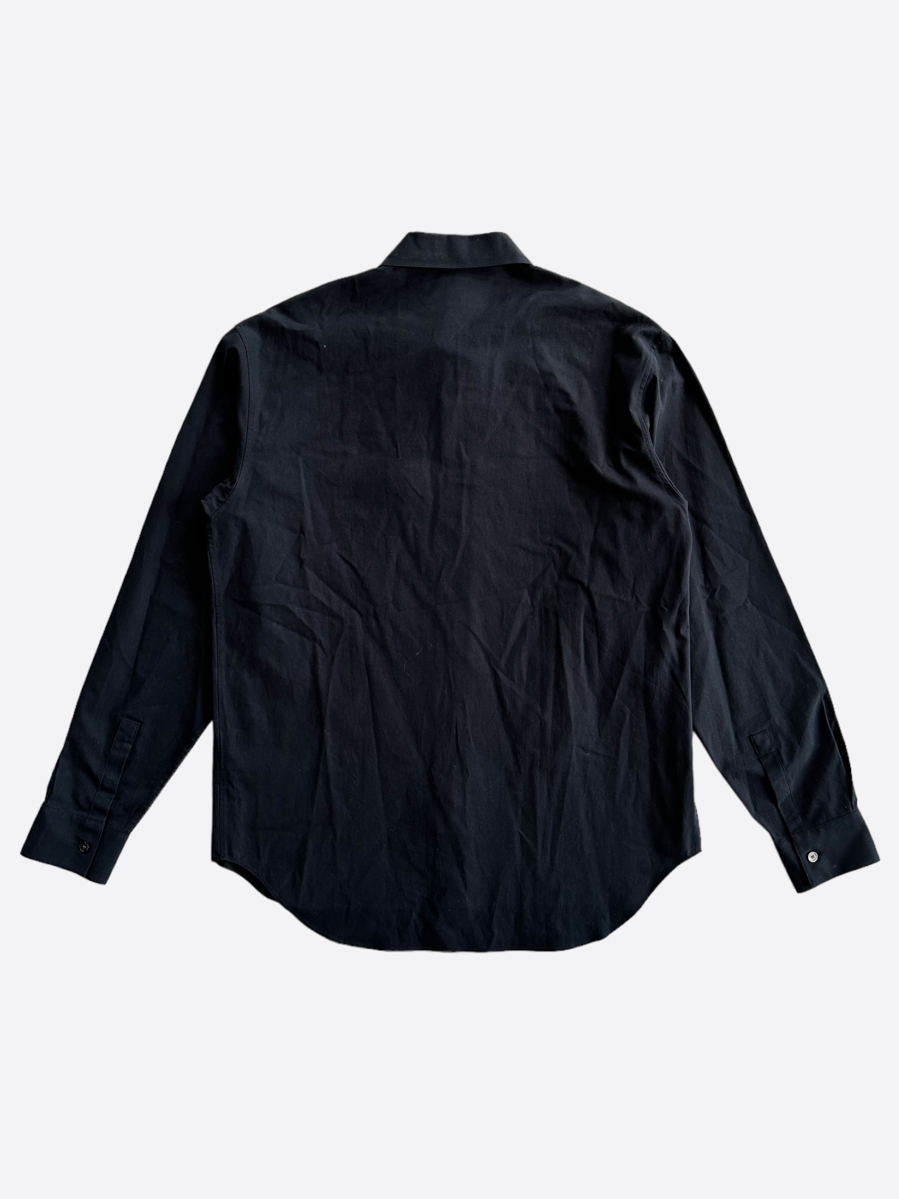 dior black dress shirt DIOR HOMME Men's Black Dress Shirt Collar Solid 40 41 42 Button Down Mesh Tux