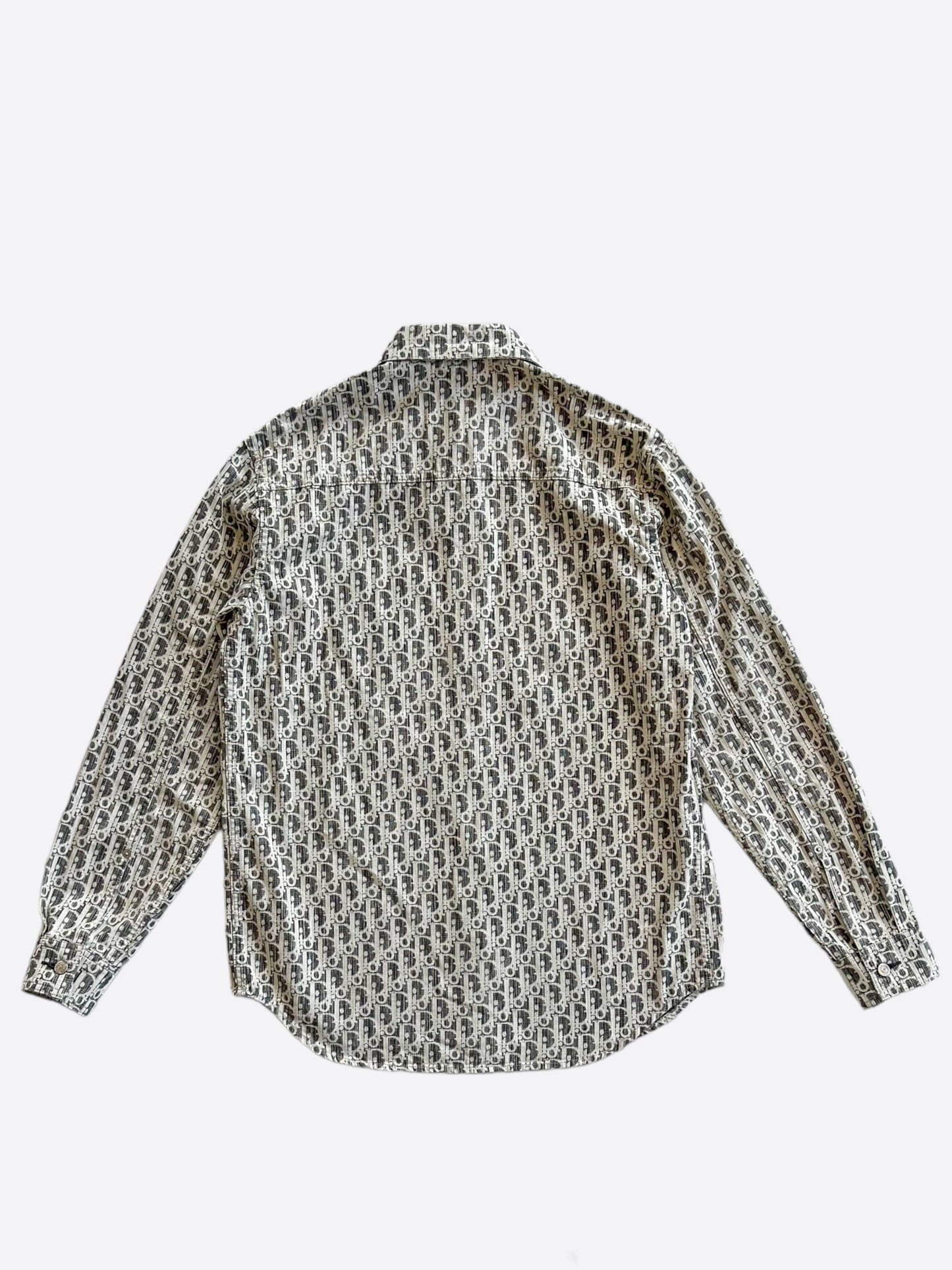 Dior Grey & White Oblique Button Up Shirt