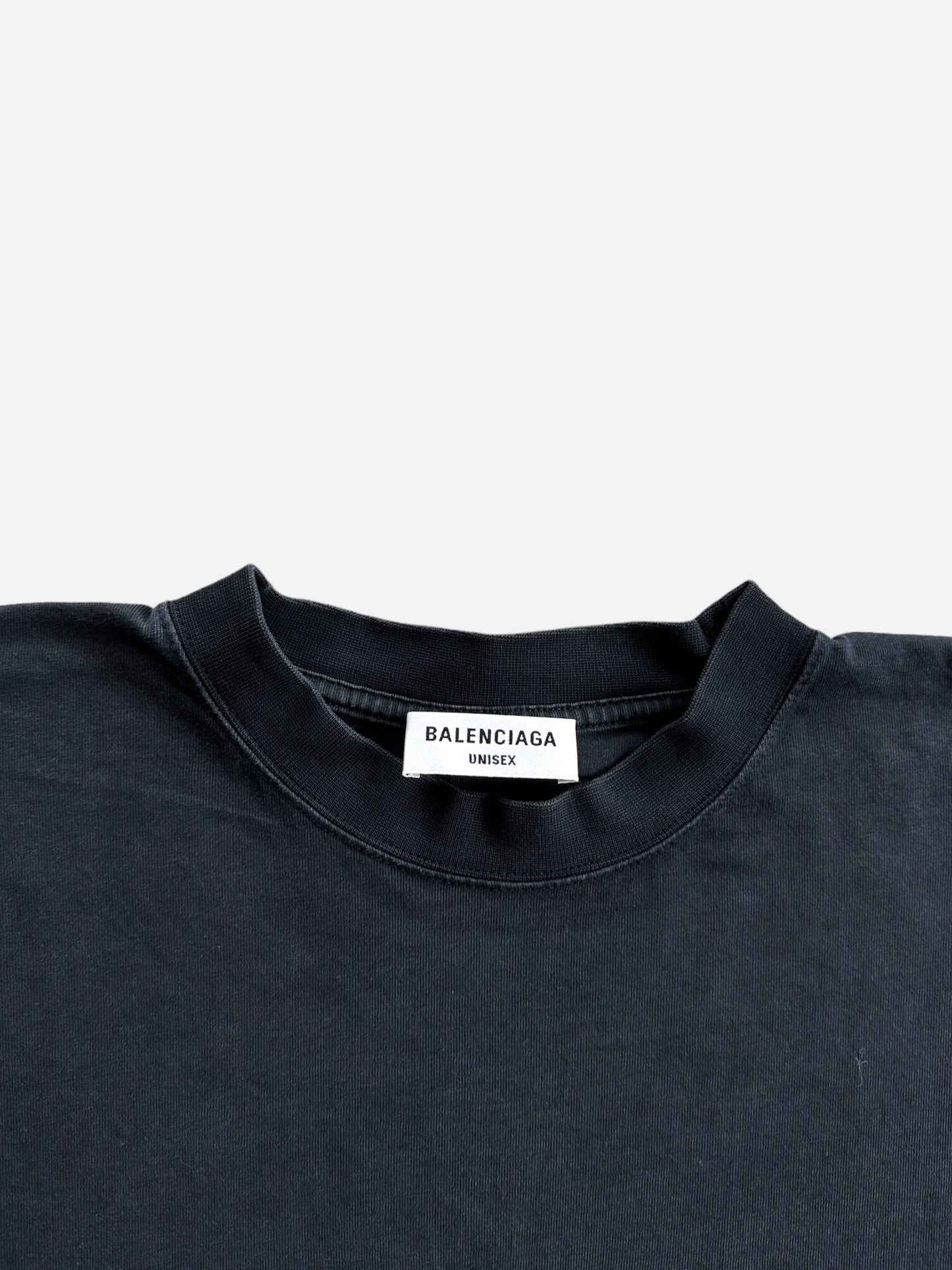 Balenciaga Washed Black & White BB Embroidered Logo T-Shirt