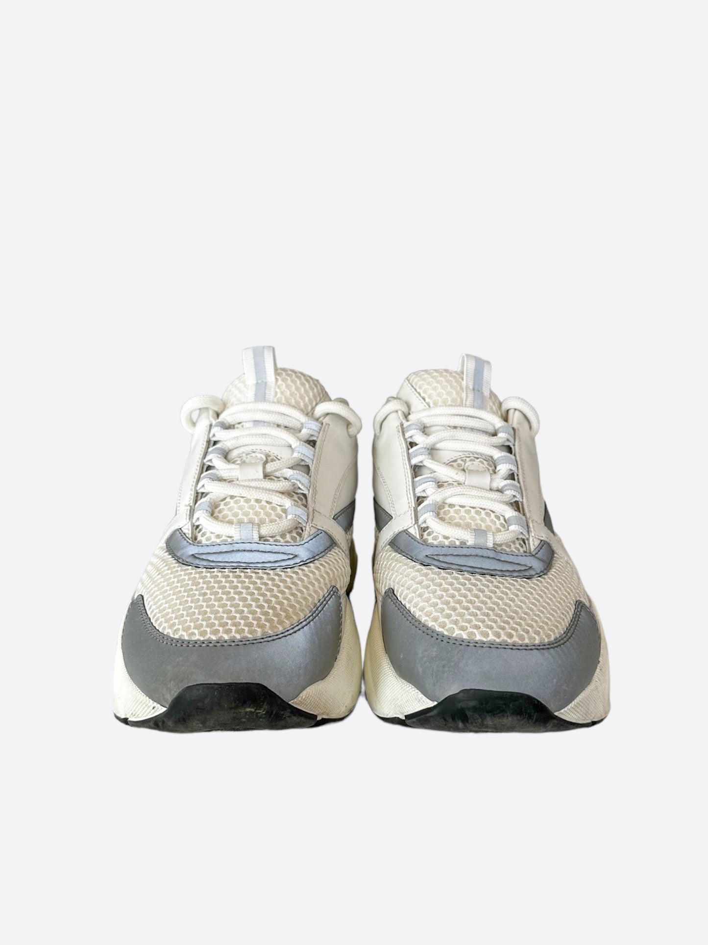 Dior White & Reflective Grey B22 Sneakers