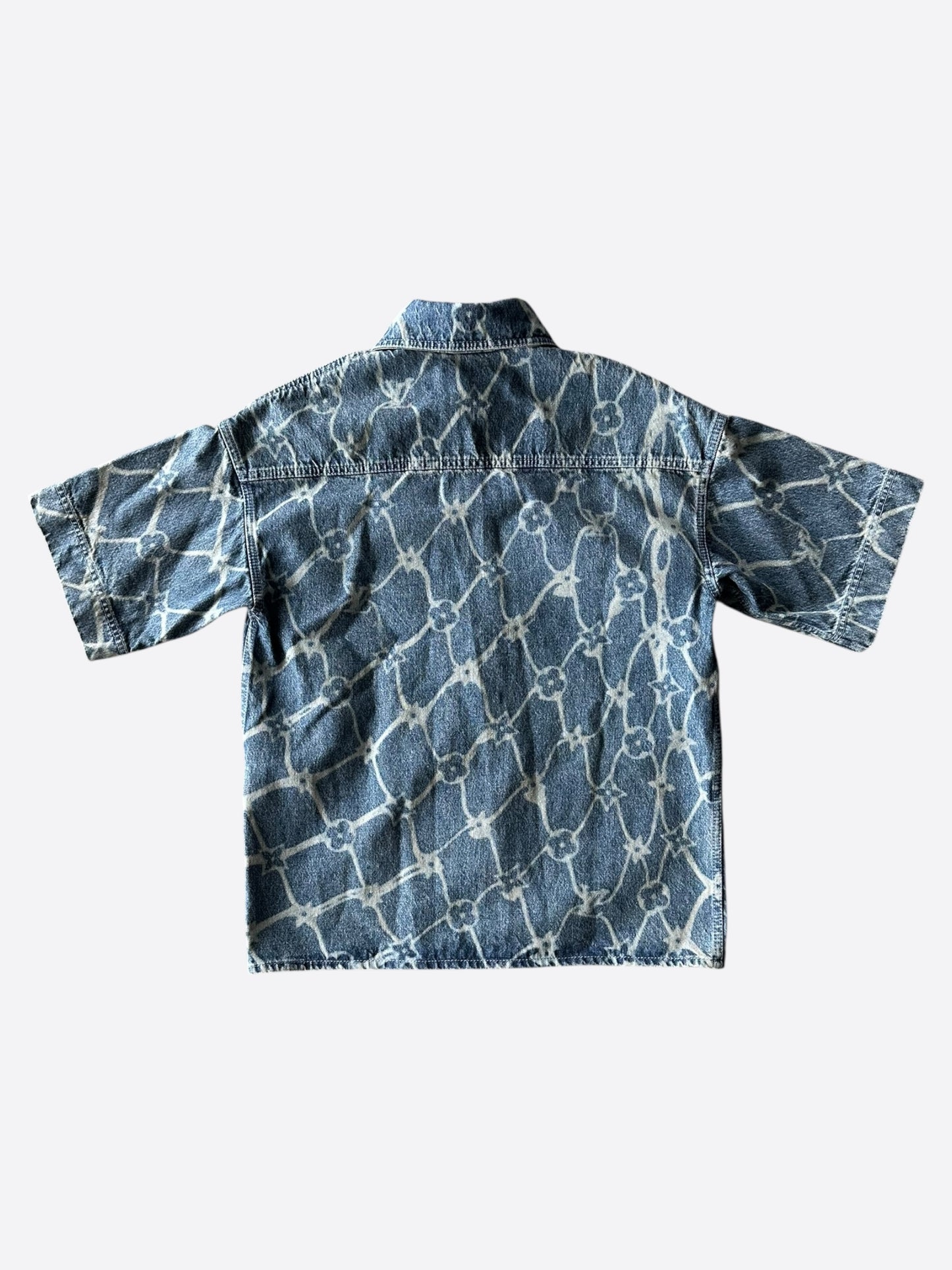Louis Vuitton Blue & White Barb Wire Monogram Denim Shirt