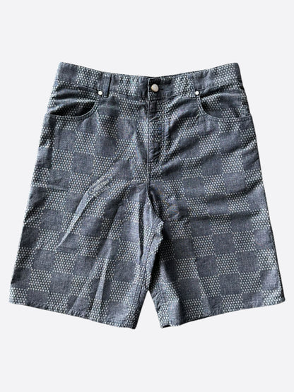 Louis Vuitton Blue & White Damier Denim Shorts