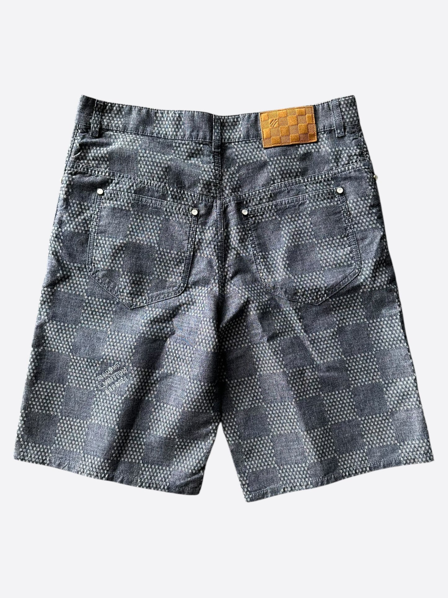 Louis Vuitton Blue & White Damier Denim Shorts