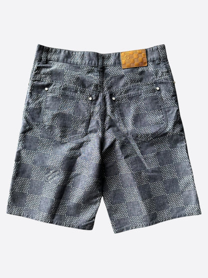 Louis Vuitton Blue & White Damier Denim Shorts