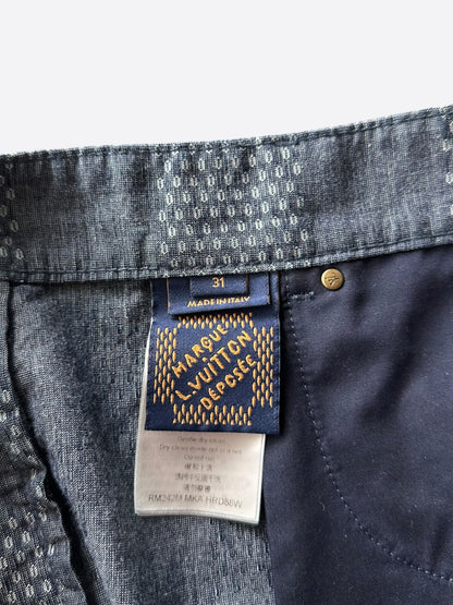 Louis Vuitton Blue & White Damier Denim Shorts