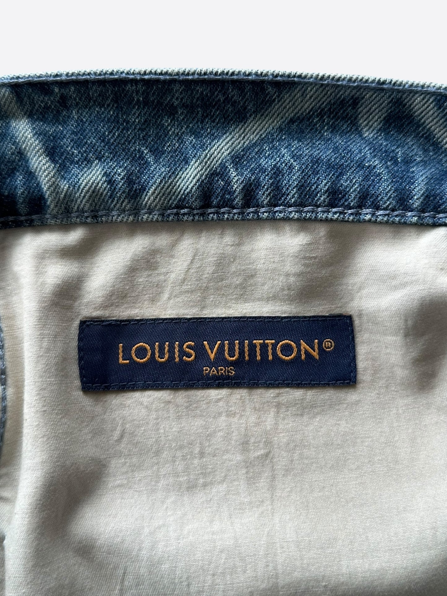 Louis Vuitton Blue & White Barb Wire Monogram Denim Shorts