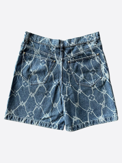 Louis Vuitton Blue & White Barb Wire Monogram Denim Shorts