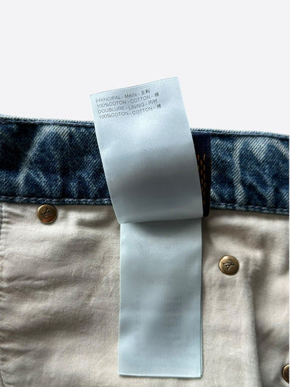 Louis Vuitton Blue & White Barb Wire Monogram Denim Shorts