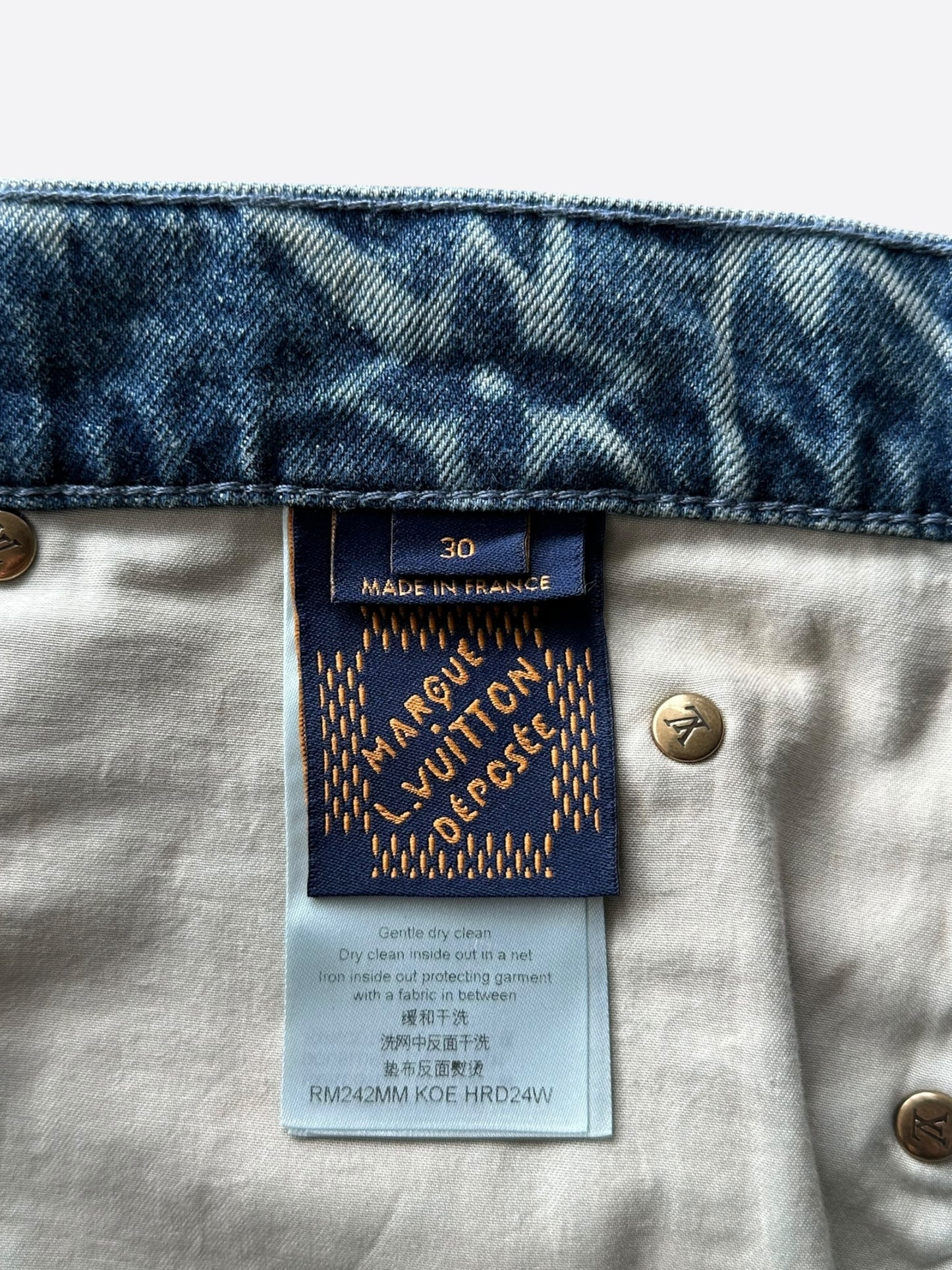 Louis Vuitton Blue & White Barb Wire Monogram Denim Shorts