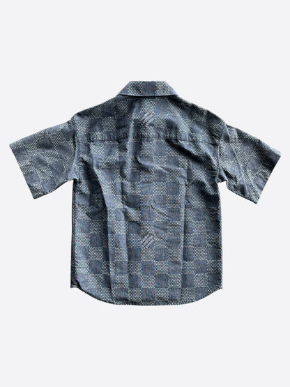 Louis Vuitton Blue & White Damier Denim Button Up Shirt