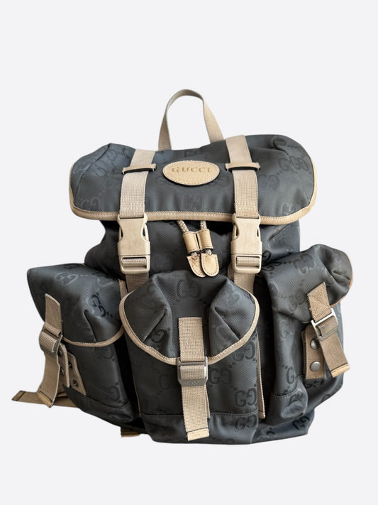Gucci Black & Tan Supreme GG Monogram Off The Grid Backpack