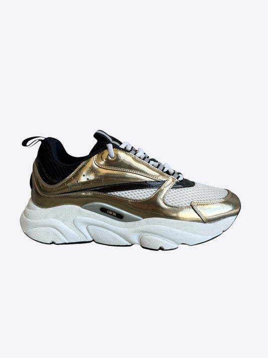 Dior Gold, White & Black B22 Sneakers