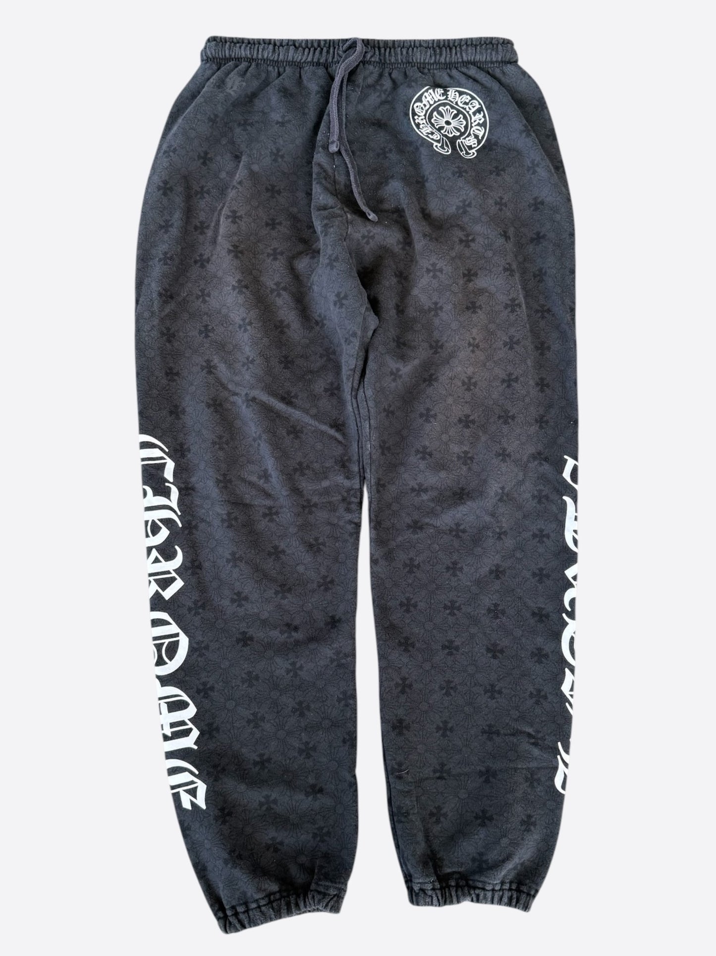 Chrome Hearts Black & White Horseshoe Logo Cross Jacquard Sweatpants